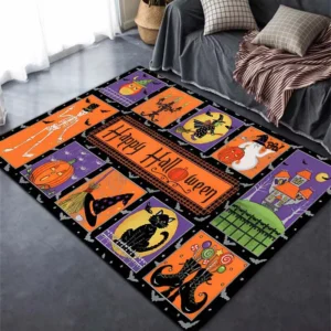 Halloween Spooky Witch Pumpkin Carpet for Living Room Decor Sofa Table Large Area Rugs Bedroom Bedside Foot Pad Antislip Doormat - Image 2