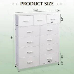 Tall Dresser for Bedroom, Fabric Dresser Storage Tower,Dresser & Chest of Drawers Organizer Unit with 11 Drawers,Storage Cabinet - Image 3