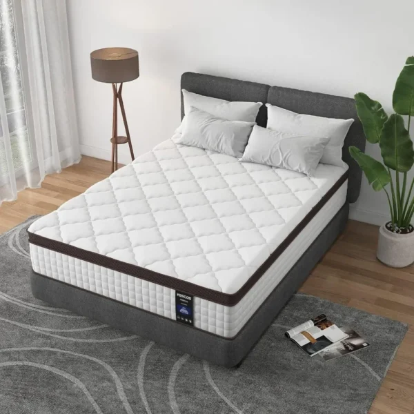Full Mattress, 10 Inch Hybrid Mattress with Memory Foam & Heavier Coils, Ergonomic Design for Pressure Relief, Medium Firm Feel - Image 3
