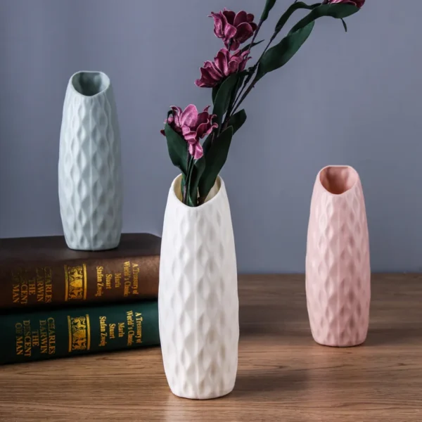 Plastic Flower Modern Vase Decoration Home Nordic Style Vase Imitation Ceramic Flower Pot Decoration Vases for Flowers - Image 6