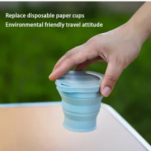 180ml Folding Cup Mini Retractable Cup Silicone Portable Teacup Outdoor Travel Coffee Telescopic Drinking Mug with Lid - Image 5