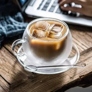 150/300ml Double Wall Glass Coffee Cup with Saucers and Spoon Heat Resistant Espresso Cups With Handle Mug Drinkware Milk Teacup - Image 2