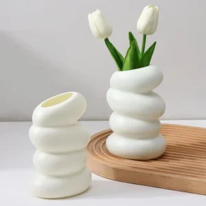 1PC Plastic Spiral White Vase Nordic Creative Flower Arrangement Container For Kitchen Living Bedroom Home Decoration Ornament - Image 4
