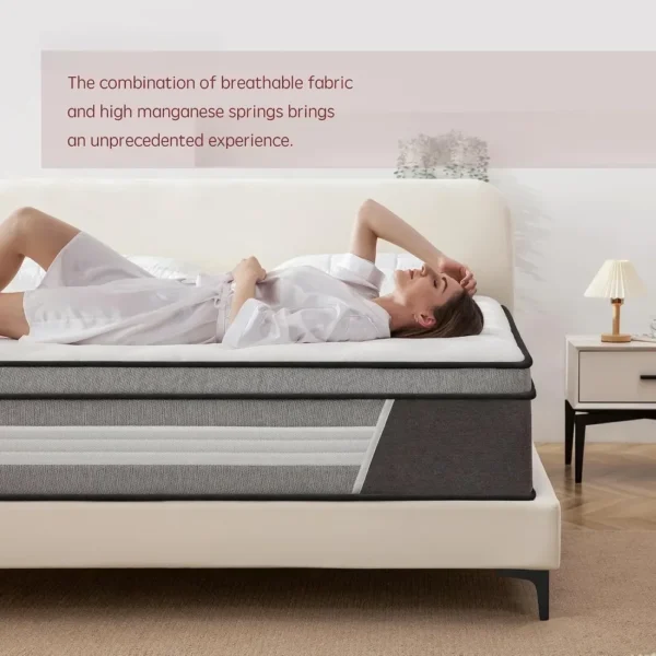 King Mattress, 14 Inch Innerspring Hybrid Mattress in a Box with Memory Foam, Individually Wrapped Encased Spring Mattress - Image 5