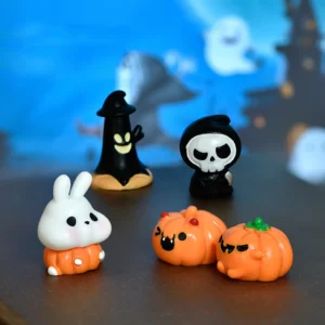 Halloween Decoration Figurine Miniature Cartoon Cute Pumpkin Ghost Bat Micro Landscape Ornaments for Home Resin Craft Desk Decor - Image 4