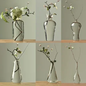 Japanese Transparent Glass Vase Simple Glass Plant Flower Vases Creative Hydroponic Living Room Table Decorative Flower Pot - Image 6