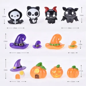 Halloween Decoration Figurine Miniature Cartoon Cute Pumpkin Ghost Bat Micro Landscape Ornaments for Home Resin Craft Desk Decor - Image 5