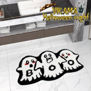 VIKAMA Imitation Cashmere Carpet Creative Halloween Ghost Bathroom Foot Mat Foyer Decorated With Pumpkin Non-Slip Foot Mat - Image 3