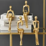 Gold Home Decor Thinker Statues Bookshelf Sculpture Decorations For Living Room Modern Figurines Shelf Table Desk Decor