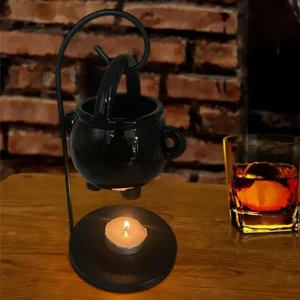 Ceramic Witch Cauldron Candle Holder Hanging Cauldron Wax Burner EssentialOil Aroma Diffuser For Halloween Christmas Decoration - Image 4