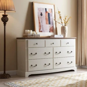 7 Drawers Dresser Chests for Bedroom, Wood Vintage Chests of Drawers for Bedroom Living Room Hallway, Dressers Chset Organizer - Image 3
