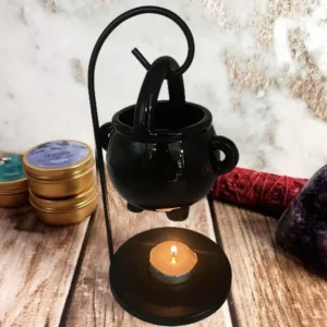 Ceramic Witch Cauldron Candle Holder Hanging Cauldron Wax Burner EssentialOil Aroma Diffuser For Halloween Christmas Decoration - Image 3