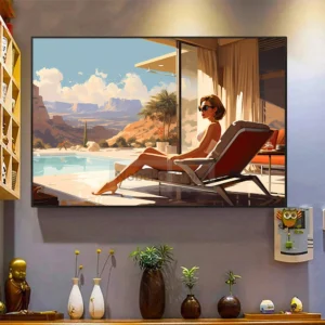 Retro Palm Springs Pool Villa Poster California Travel Desert Landscape Prints Canvas Painting Wall Art Pictures Home Room Decor - Image 4