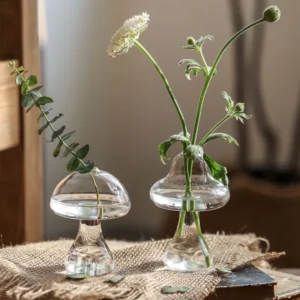 Mushroom Shaped Glass Vase Hydroponics Plant Vase Creative Glass Crafts Living Room Glass Vase Plant Flower Decor for Home