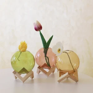 Colorful Ball Hydroponic Glass Vase With Wooden Stand Small Ball Transparent Fish Tank Mount Glass Vases Landscape Elegant Decor - Image 4