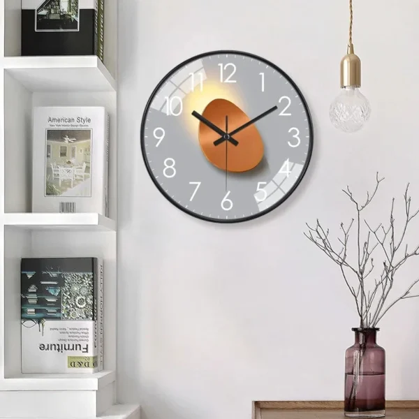 Modern Simple Punctuality Quartz Wall Clock Light Shadow Geometric Design Silent Movement Living Room Bedroom Decor Pendant - Image 3