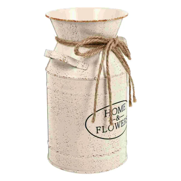Vintage Metal Flower Vase Galvanized Milk Can Shabby Chic Flower Bucket Farmhouse Plant Pot Handle Flower Arrangement Barrel - Image 2