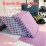 20pcs 30*30cm Living Room Bedroom Plush Carpet Soft Plush Baby Play Mat EVA Foam Plush Carpet Shockproof Pad Jigsaw Puzzle Mat
