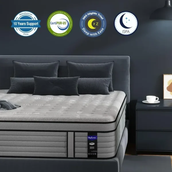 King Size Mattress, 16 Inch Hybrid Mattresses in a Box with Memory Foam, Individually Pocket Coils Springs, Medium Firm Mattress - Image 4