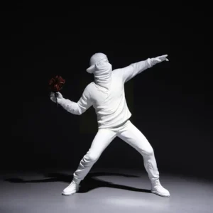 Modern Art Resin Banksy Sculptures Flower Thrower Statue Home Desk Bomber Decoration Accessories Ornaments Collectible X5M6 - Image 2