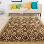 8x10 Rubber Backing Floral Geometric Low Profile Pile Indoor Area Rugs (Brown, 7'10" x 10')