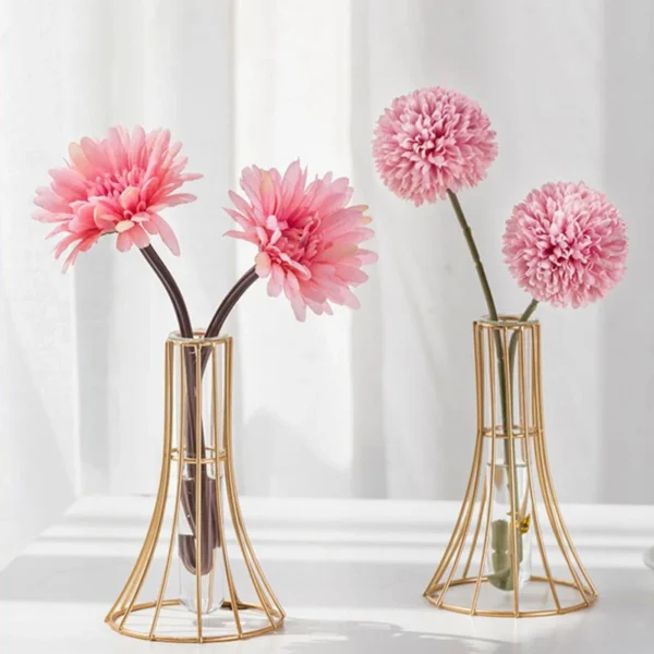 Golden Vase Metal Flowers Pot Floral Flower Arrangement Plated Alloy Glass Vases Desk Decoration Modern Luxurious Home Decor - Image 6
