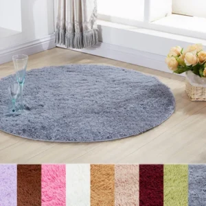 1Pcs Fluffy Rug Round Velvet Floor Carpets Living Room Decoration Home Area Mats Solid Long Plush Carpet Shaggy Rugs for Bedroom - Image 3
