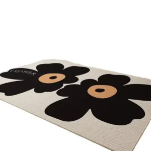 VIKAMA Fresh Living Room Carpet Waterproof Non-slip Coffee Table Carpet Large Area of Crystal Velvet Carpet Floral Mat - Image 5