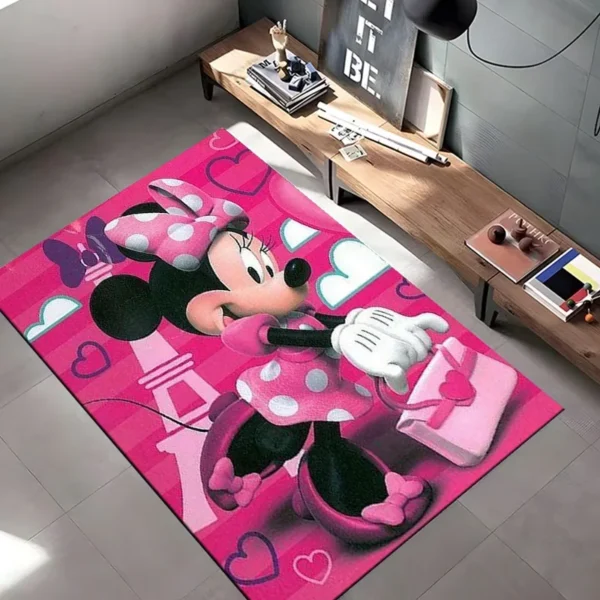 MINISO Disney Mickey Minnie Kids Pink Room Bedside Carpet Non Slip Soft Floor Mats Sofa Coffee Table Area Rugs for Home Decor - Image 2