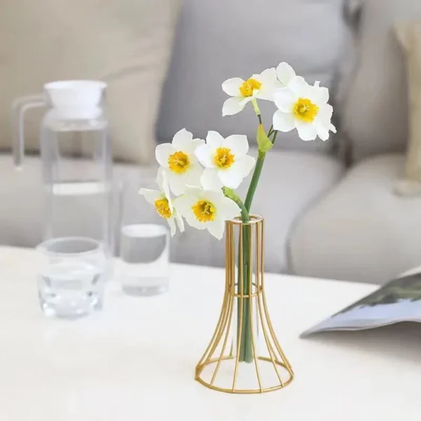 Golden Vase Metal Flowers Pot Floral Flower Arrangement Plated Alloy Glass Vases Desk Decoration Modern Luxurious Home Decor - Image 3