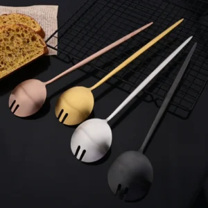 2Pcs Salad Service Set Gold Cutlery Set Spoons Forks Long Handle Large Fork Stainless Steel Dinning Server Set Utensils - Image 6