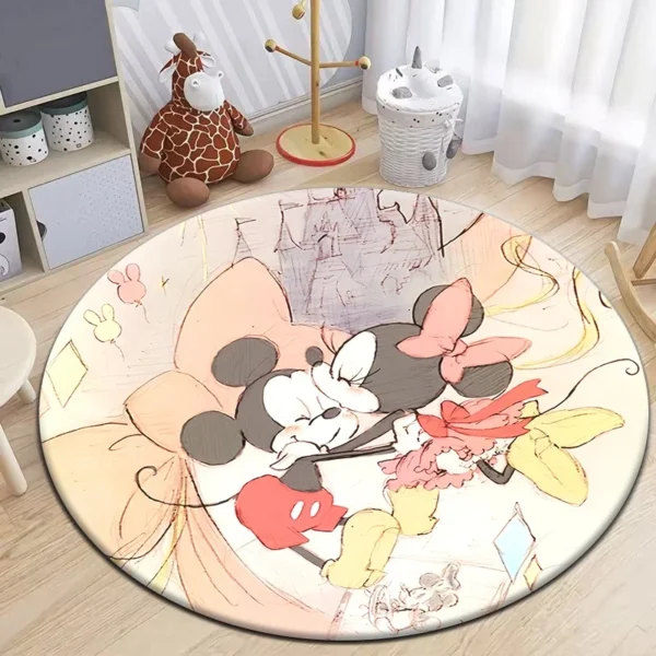 Minnie Mickey Mouse,beauty Cartoon HD Printed Round Carpet.Bedroom,Balcony,Entry Door,Sofa Seat Non-slip Mat.,Gift,Camping Rug - Image 2