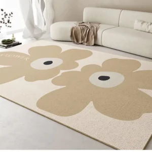 VIKAMA Fresh Living Room Carpet Waterproof Non-slip Coffee Table Carpet Large Area of Crystal Velvet Carpet Floral Mat - Image 6