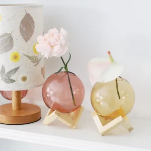 Colorful Ball Hydroponic Glass Vase With Wooden Stand Small Ball Transparent Fish Tank Mount Glass Vases Landscape Elegant Decor - Image 5