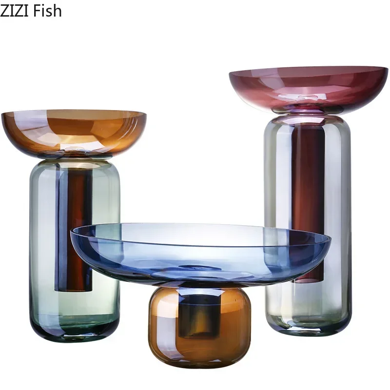 Gradient Colored Detachable Glass Vase Hydroponic Flower Pots Desk Decoration Artificial Flower Decorative Floral Arrangement - Image 6