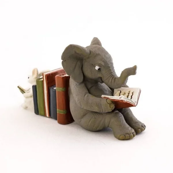 Elephant and Rabbit Reading Learning Statue Bookend Resin Animal Statue Decoration Home Decor - Image 4