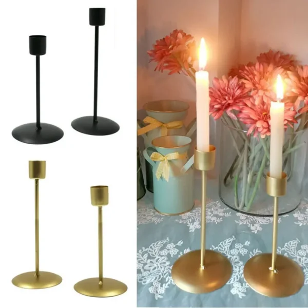 2PCS Metal Crafts Vintage Creative New Year Table Home Decor Candle Holder Wedding Decorations Candlestick
