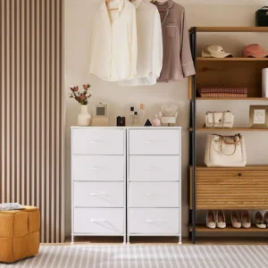 Dresser for Bedroom, Storage Drawers, Skinny Fabric Storage Tower with 4 Drawers, Tower Organizer Unit, Chest of Closet - Image 2