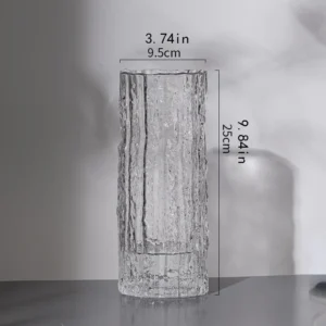 1pc 25cm Vase Glacier Vase Glass Transparent Flower Arrangement Flower Living Room Dining appearance Table Decoration Bottle - Image 3