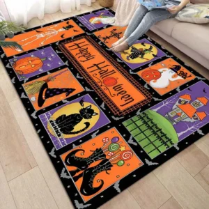 Halloween Spooky Witch Pumpkin Carpet for Living Room Decor Sofa Table Large Area Rugs Bedroom Bedside Foot Pad Antislip Doormat - Image 3
