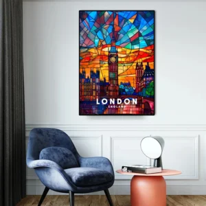 Stained Glass Travel Wall Art Canvas Painting London Rome Santorini New York Posters and Prints Picture Home Room Decor Cuadros - Image 4