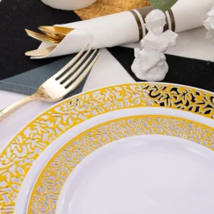 150pcs/set High-end Plastic Tableware Set, Wedding Plastic Plates, Party Transparent Tableware, Reusable Tableware - Image 4