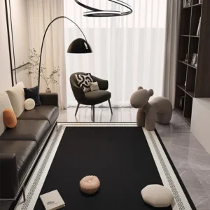 Retro Black Beige Plaid Carpet Artistic Creative Bedroom Rugs Extra Large Customizable Living Room Carpets Easy Care Bedside Rug - Image 2