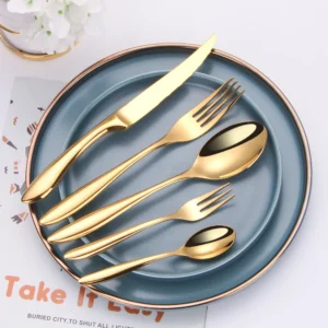 5/10/15/20/25Pcs Silver Dinner Set Stainless Steel 304 Tableware Gold Cutlery Mirror Western Knife Fork Spoon Kitchen Utensils