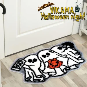 VIKAMA Imitation Cashmere Carpet Creative Halloween Ghost Bathroom Foot Mat Foyer Decorated With Pumpkin Non-Slip Foot Mat - Image 2