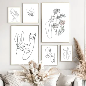 Abstract Line Face Woman Minimalist Wall Art Canvas Painting Nordic Posters And Prints Wall Pictures For Living Room Home Decor - Image 2
