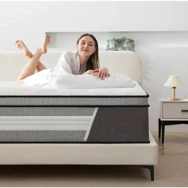 King Mattress, 14 Inch Innerspring Hybrid Mattress in a Box with Memory Foam, Individually Wrapped Encased Spring Mattress - Image 3