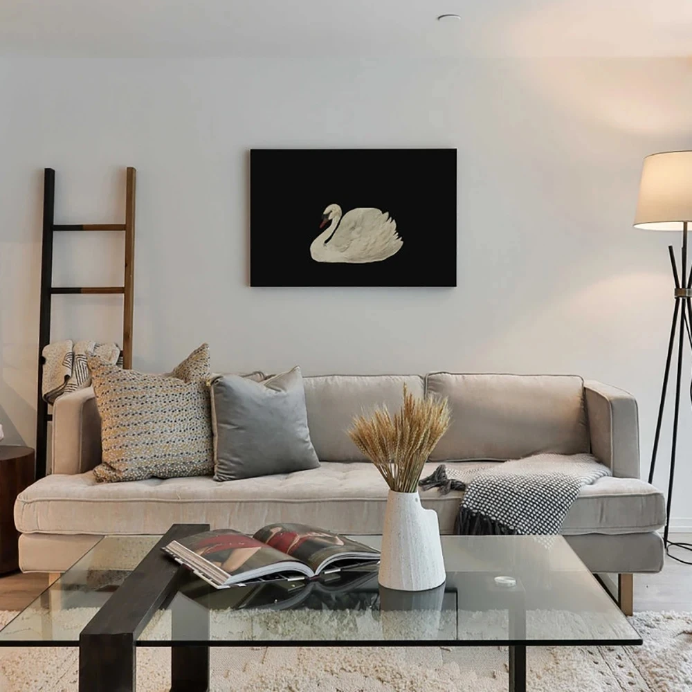 Black White Antique Swan Poster Print Canvas Painting Minimalist Vintage Wall Art Pictures for Living Room Home Decor - Image 3