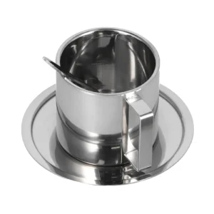 Insulated Coffee Cup with Saucer Spoon Set Stainless Steel Double Walled Mugs Milk Tea Cup for Kitchens Hotels Coffee Shops - Image 3