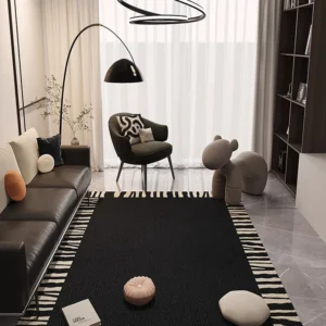 Retro Black Beige Plaid Carpet Artistic Creative Bedroom Rugs Extra Large Customizable Living Room Carpets Easy Care Bedside Rug - Image 4